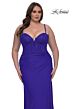 La Femme 32449 Corset Bodice High Slit Plus Size Dress