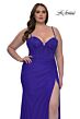 La Femme 32449 Corset Bodice High Slit Plus Size Dress