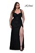 La Femme 32991 Side Slit Ruched Plus Size Dress