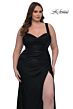 La Femme 32991 Side Slit Ruched Plus Size Dress
