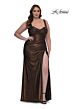 La Femme 32991 Side Slit Ruched Plus Size Dress