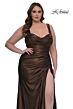 La Femme 32991 Side Slit Ruched Plus Size Dress