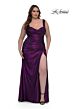 La Femme 32991 Side Slit Ruched Plus Size Dress