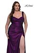 La Femme 32991 Side Slit Ruched Plus Size Dress