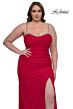 La Femme 32992 Ruched Slit Beaded Sweetheart Neck Plus Size Dress