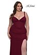 La Femme 33015 High Slit Ruched Derriere Plus Size Dress