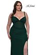 La Femme 33015 High Slit Ruched Derriere Plus Size Dress