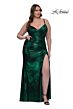 La Femme 33020 Spaghetti Strap High Slit Plus Size Dress
