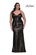 La Femme 33020 Spaghetti Strap High Slit Plus Size Dress
