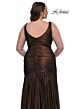 La Femme 33021 Metallic Fit And Flare High Slit Plus Size Dress