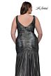 La Femme 33021 Metallic Fit And Flare High Slit Plus Size Dress