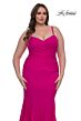 La Femme 33057 Beaded Neck Spaghetti Strap Plus Size Dress