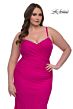La Femme 33057 Beaded Neck Spaghetti Strap Plus Size Dress