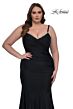 La Femme 33057 Beaded Neck Spaghetti Strap Plus Size Dress
