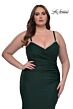 La Femme 33057 Beaded Neck Spaghetti Strap Plus Size Dress