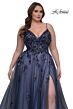 La Femme 33061 Beaded Floral A-Line Plus Size Dress