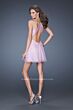 La Femme 19101 Lavender Beaded V-Strap Babydoll Dress