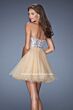La Femme 19373 Nude Beaded Bodice Strapless Dress