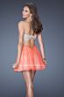 La Femme 19452 Hot Coral Beaded Bodice Sweetheart Neck Dress