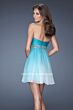 La Femme 19514 Ombre Beaded Belt Sweetheart Neck Dress