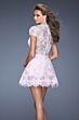 La Femme 19811 Pink Cap Sleeve Jewel Neckline Dress