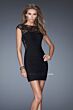 La Femme 19900 Electric Blue Ruched Fitted Dress