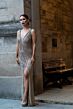 Lara 29499 Front Slit Plunging Neck Dress