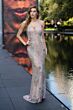 Lara 29892 Plunging Neckline Beaded Fringe Dress