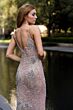 Lara 29892 Plunging Neckline Beaded Fringe Dress