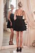 LaDivine CD0224 Feather Skirt Strappy Sweetheart Neck Dress