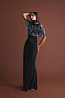Mac Duggal 2257 Beaded Cape Sleeve Column Silhouette Dress