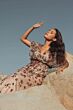 Mac Duggal 6158 V-Neck Floral Blouson Top Dress