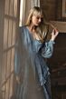 Mac Duggal 8247 Modified V-Neckline Sheer Bishop Sleeves Dress