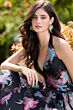 Mac Duggal 13297 A-Line Halter Neck Black Floral Dress