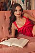Mac Duggal 21247 Wide Strap Front Bow Red Satin Dress