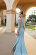 Mac Duggal 2334 Beaded Illusion Neck Blue Mermaid Dress