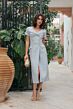 Mac Duggal 56374 Collared Neck Short Sleeve Powder Blue Dress