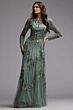 Mac Duggal 6238 Long Sleeve Illusion Neck A-Line Dress