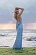 Mac Duggal 6259 Cowl Back Fitted Halter Sequined Dress