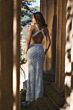 Mac Duggal 10098 Fitted Vintage Blue Beaded Cutout Dress