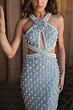 Mac Duggal 10098 Fitted Vintage Blue Beaded Cutout Dress