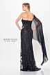 Montage by Mon Cheri M920 Asymmetric Neck Cape Sleeve Dress