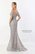 Montage by Mon Cheri M2238 Beaded Waist Drape Sleeve Dress