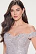 Montage by Mon Cheri M846 Off-The-Shoulder Lace Applique Dress