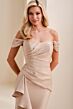Montage by Mon Cheri M4202 Side Ruffle Back Button Dress