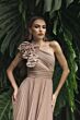Mac Duggal 11879 A-Line Ruffle Shoulder Pleated Dress