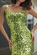 Mac Duggal 27838 Scoop Neck Fitted Apple Green Sequin Dress