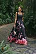 Mac Duggal 37149 Square Neck Sleeveless Floral Black Dress