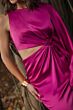 Mac Duggal 49898 Cutout Midriff Magenta Cape Sleeve Dress