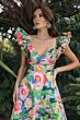 Mac Duggal 56341 Ruffle Sleeve Mikado Blue Multicolor Dress